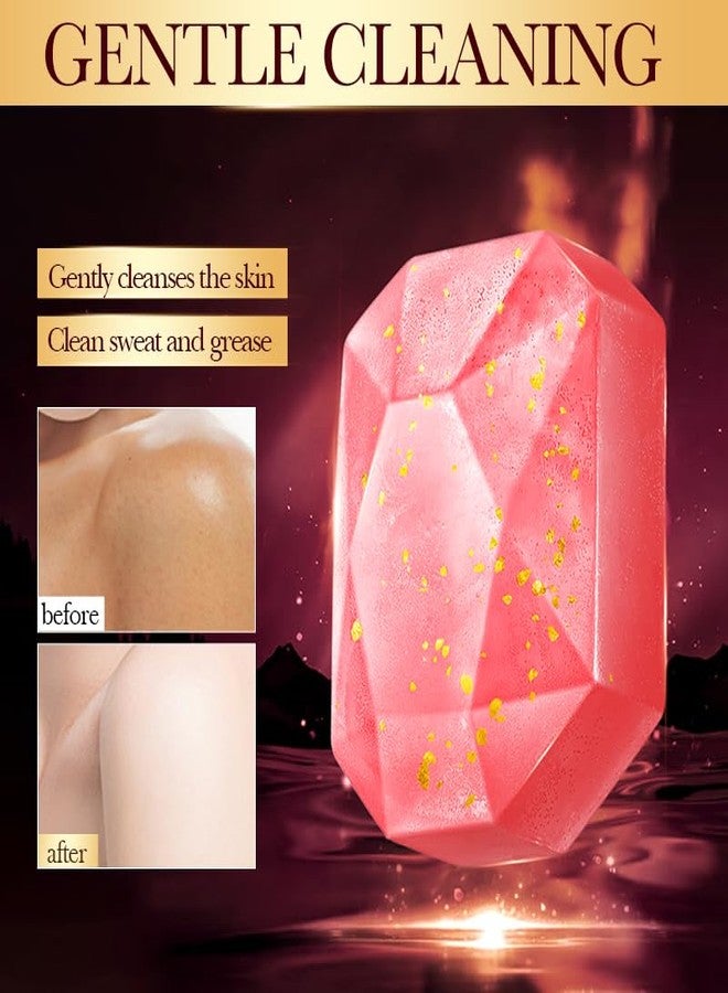 DLZZRS Essential Oil Soap, Rose Flower Gold Foil Diamond Handmade Soap, Gentle Care & Clean Skin Oil-control Moisturizing Bath Bar Soap Deep Nourishes Your Skin, Plant Body Bath Soap (Rose) - Image 4